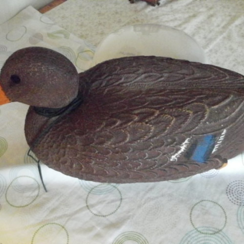 VINTAGE, LARGE FLAMBEAU DUCK HEN DECOY WITH WEIGHT